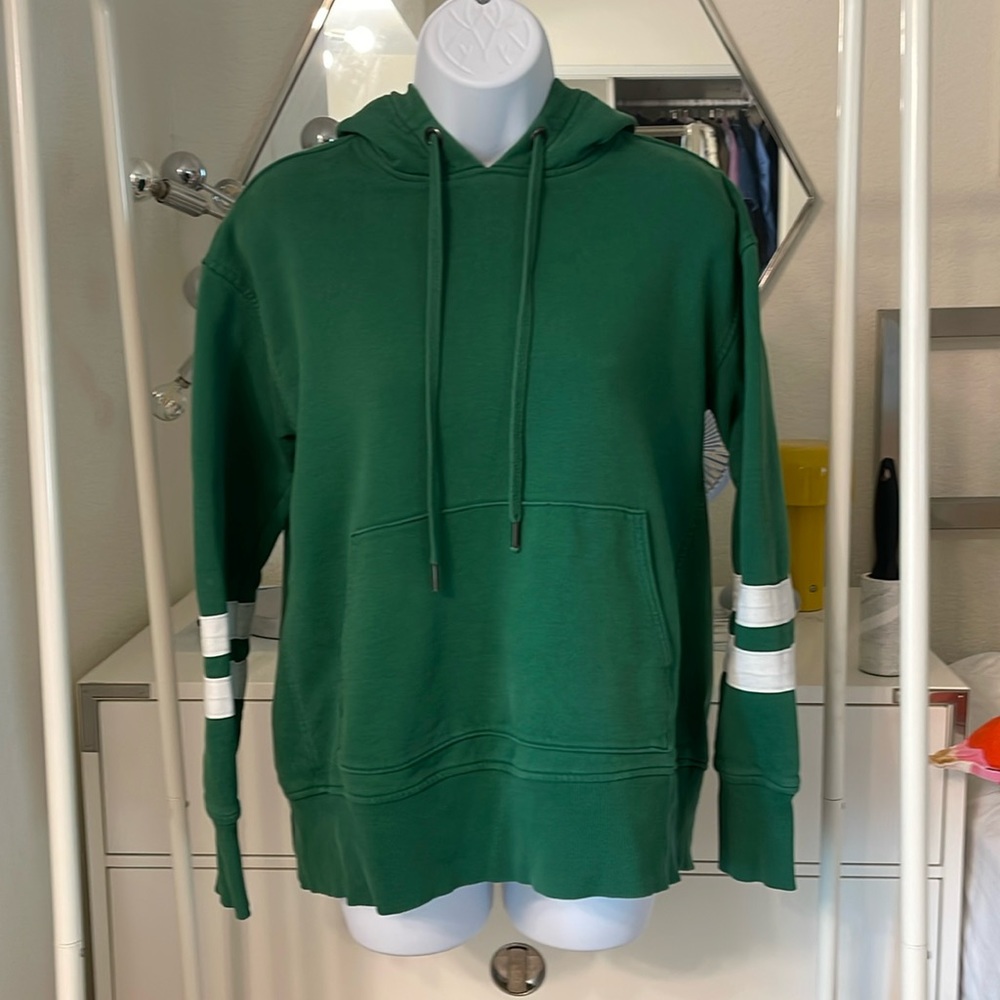 MTWTFSS WEEKDAY green Lynn Hoodie Stripe sweatshirt XS preowned